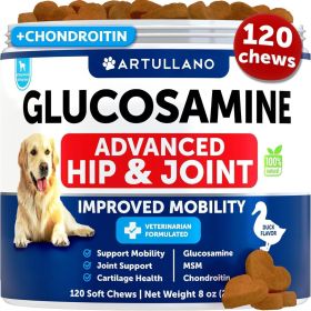 Glucosamine for Dogs Hip and Joint Supplement for Dogs with Arthritis Chews with Chondroitin Hemp Oil MSM Canine Joint Pain Relief Health Mobilit