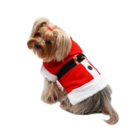 Santa Hooded Sweater with Soft Fur Trims (Color: Red, size: M)