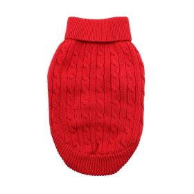 Combed Cotton Cable Knit Dog Sweater (Color: Fiery Red, size: 2X-Large)